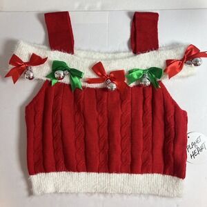 Planet Heart Christmas Red Bows Sweater Tank‎ Size Large-New